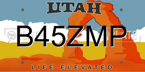 B45ZMP Utah License Plate