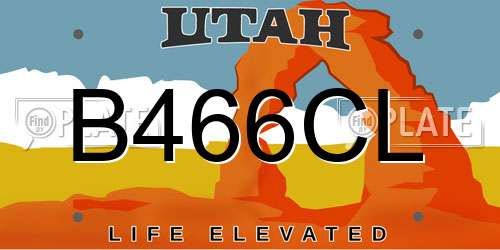 B466CL Utah License Plate