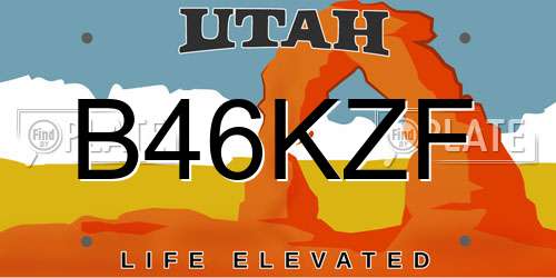 B46KZF Utah License Plate