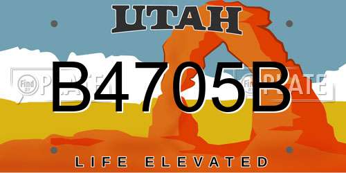 B4705B Utah License Plate