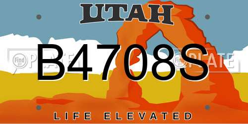 B4708S Utah License Plate