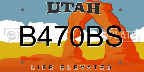 B470BS Utah License Plate
