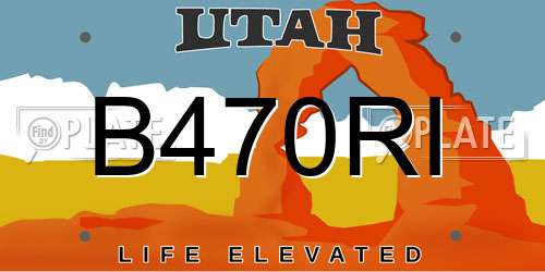 B470RI Utah License Plate