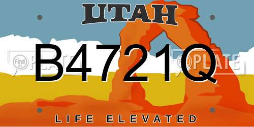 B4721Q Utah License Plate