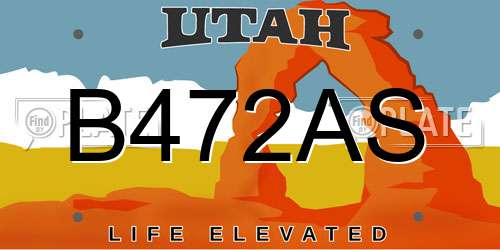 B472AS Utah License Plate