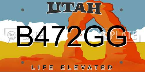 B472GG Utah License Plate