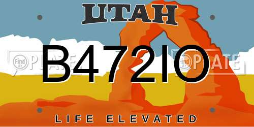 B472IO Utah License Plate
