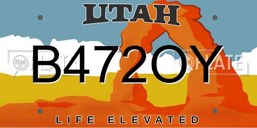 B472OY Utah License Plate