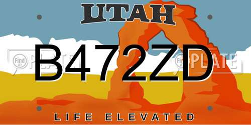 B472ZD Utah License Plate