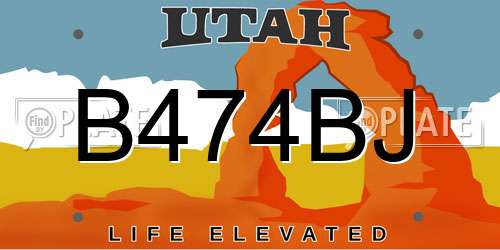 B474BJ Utah License Plate