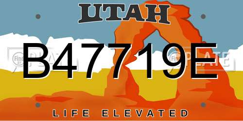 B47719E Utah License Plate