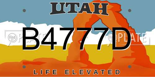 B4777D Utah License Plate