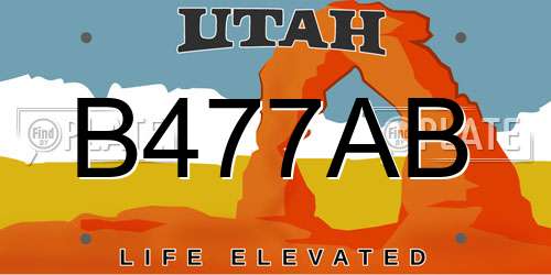 B477AB Utah License Plate