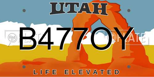 B477OY Utah License Plate