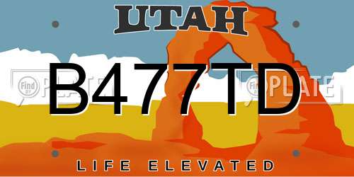 B477TD Utah License Plate