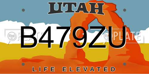 B479ZU Utah License Plate