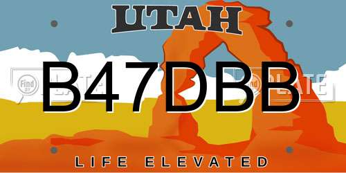 B47DBB Utah License Plate