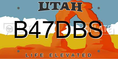 B47DBS Utah License Plate