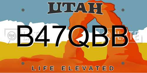 B47QBB Utah License Plate