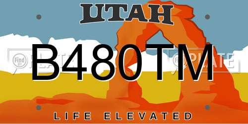 B480TM Utah License Plate