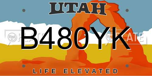 B480YK Utah License Plate