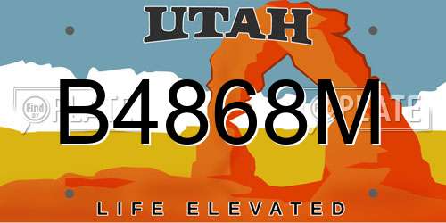 B4868M Utah License Plate