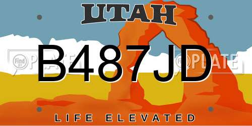 B487JD Utah License Plate