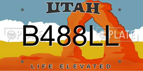 B488LL Utah License Plate