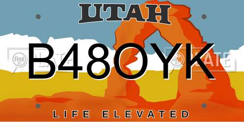 B48OYK Utah License Plate