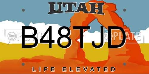 B48TJD Utah License Plate