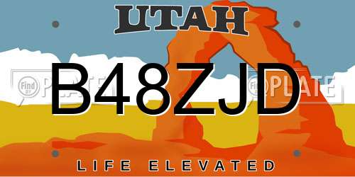 B48ZJD Utah License Plate