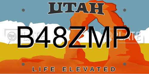 B48ZMP Utah License Plate