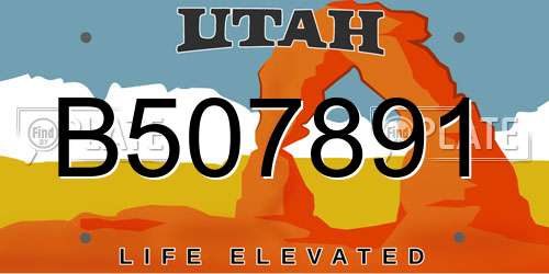 B507891 Utah License Plate