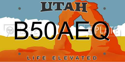B50AEQ Utah License Plate