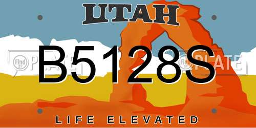 B5128S Utah License Plate