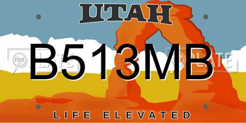 B513MB Utah License Plate