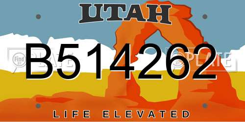 B514262 Utah License Plate
