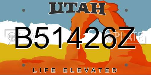 B51426Z Utah License Plate