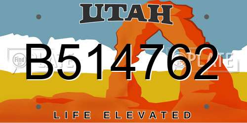 B514762 Utah License Plate