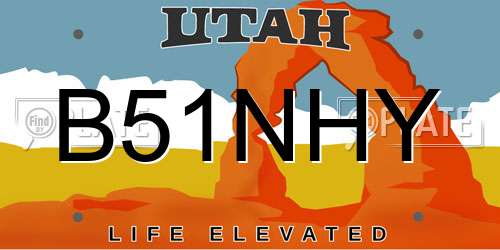 B51NHY Utah License Plate