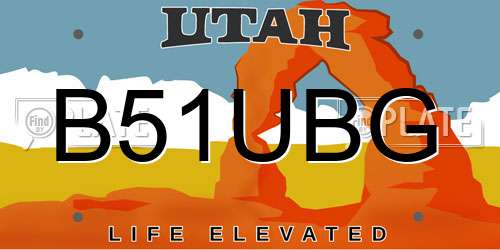 B51UBG Utah License Plate