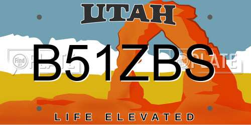 B51ZBS Utah License Plate