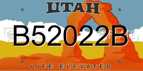 B52022B Utah License Plate