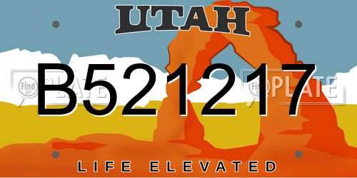 B521217 Utah License Plate