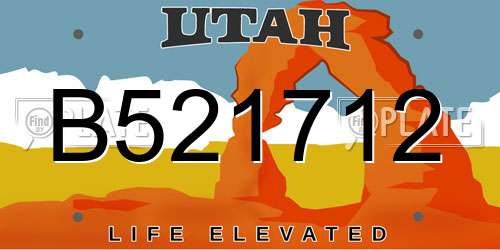 B521712 Utah License Plate