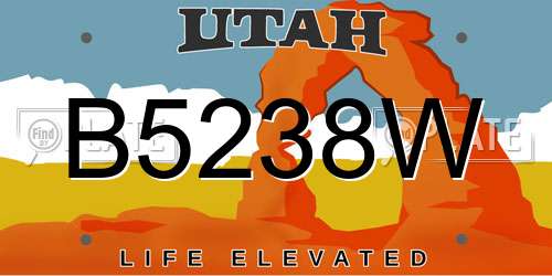 B5238W Utah License Plate