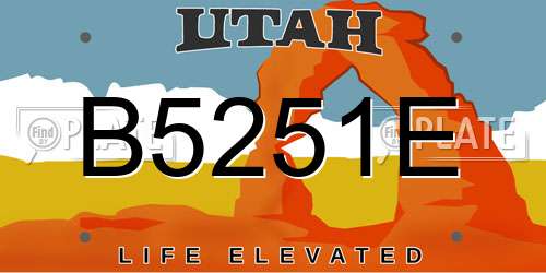 B5251E Utah License Plate