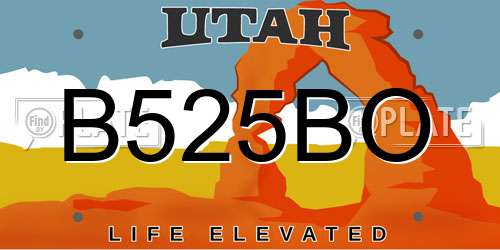 B525BO Utah License Plate
