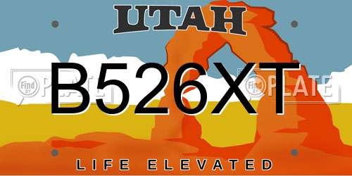 B526XT Utah License Plate