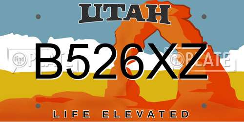 B526XZ Utah License Plate